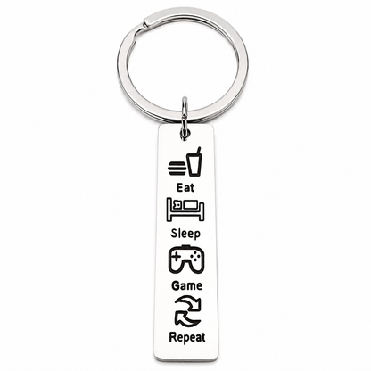 Eat Sleep Game Repeat Keychain