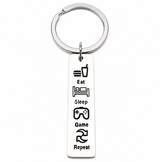 Eat Sleep Game Repeat Keychain