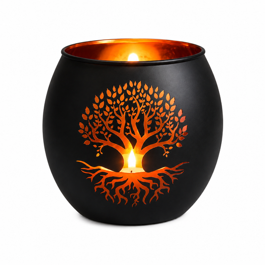 Tree of Life Glass Candle Holder