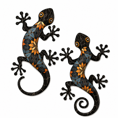 Decorative Printed Metal Gecko Wall Art Set