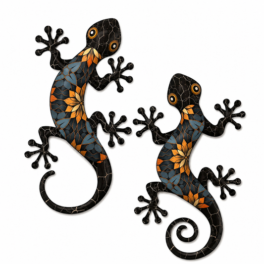 Decorative Printed Metal Gecko Wall Art Set