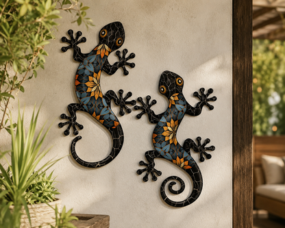 Decorative Printed Metal Gecko Wall Art Set