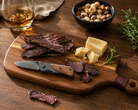 Acacia Wood Medium Serving Board & Folding Knife Gift Set
