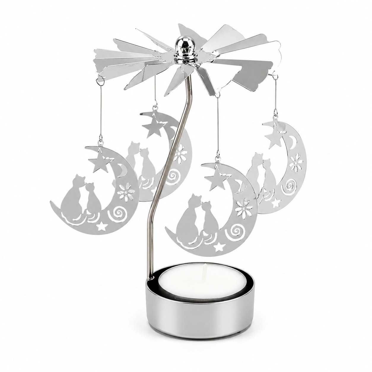Rotating Cat & Moon Tealight Carousel Candle Holder