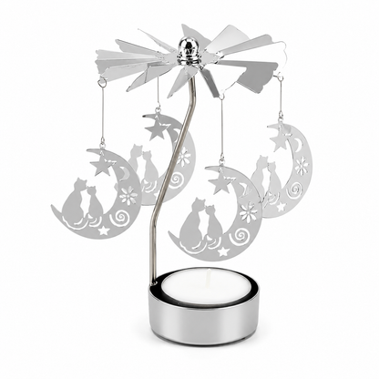 Rotating Cat & Moon Tealight Carousel Candle Holder