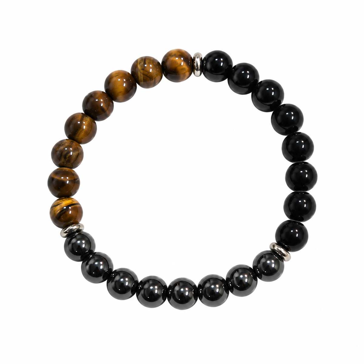 Men's Black Tourmaline, Tiger Eye & Hematite Bracelet